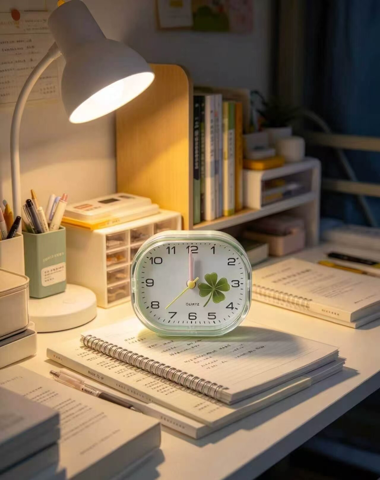 Crystal Four-Leaf Clover Silent Clock 4