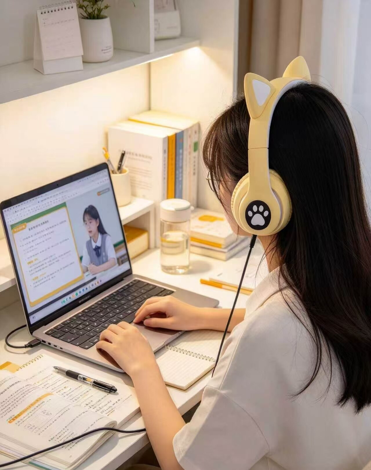 Energetic Creamy Custard Cat-Ear Headphones 4