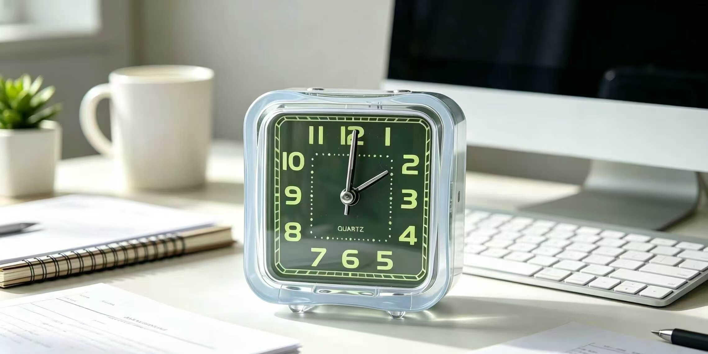 Crystal Green Square Quartz Clock 2