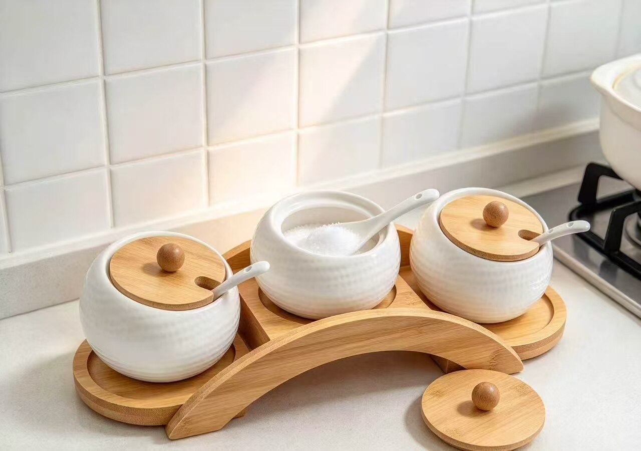 White Porcelain Crescent Moon Spice Set 5