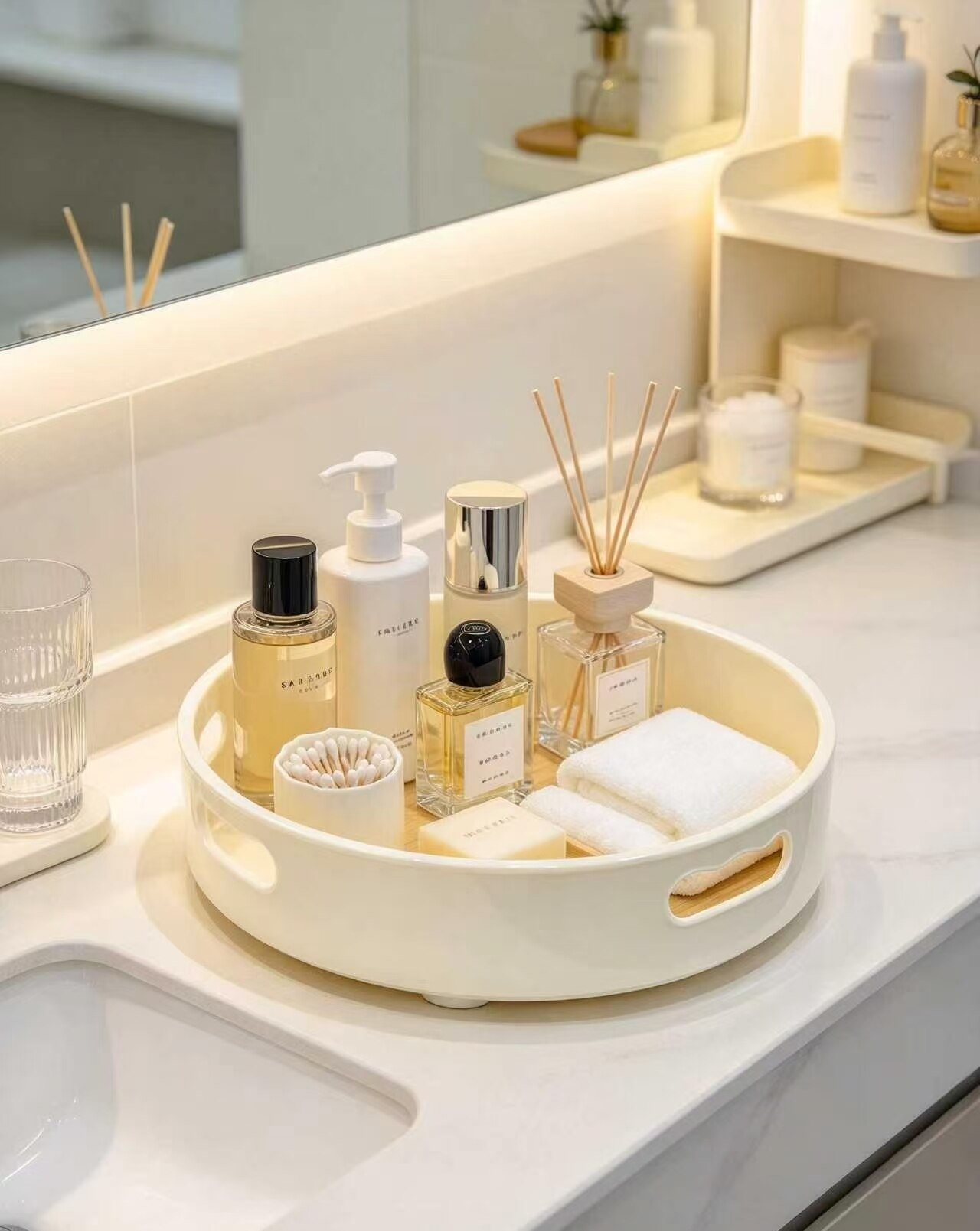 Cream Rim Double-Handle Tray 2