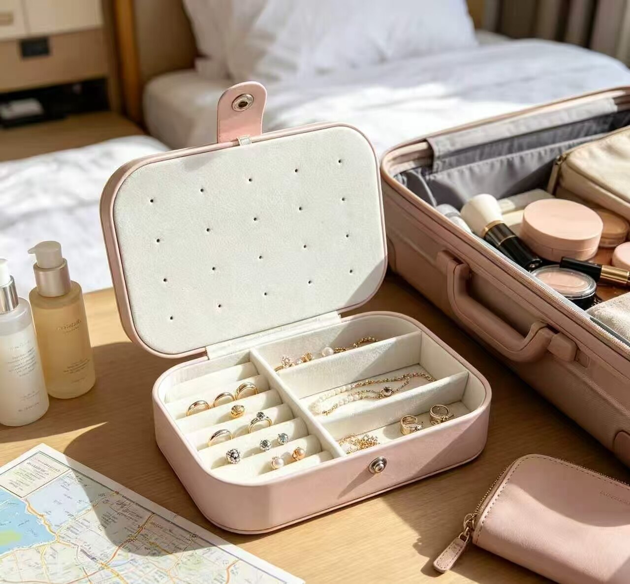 Soft Pink Double-Layer Jewelry Box 2