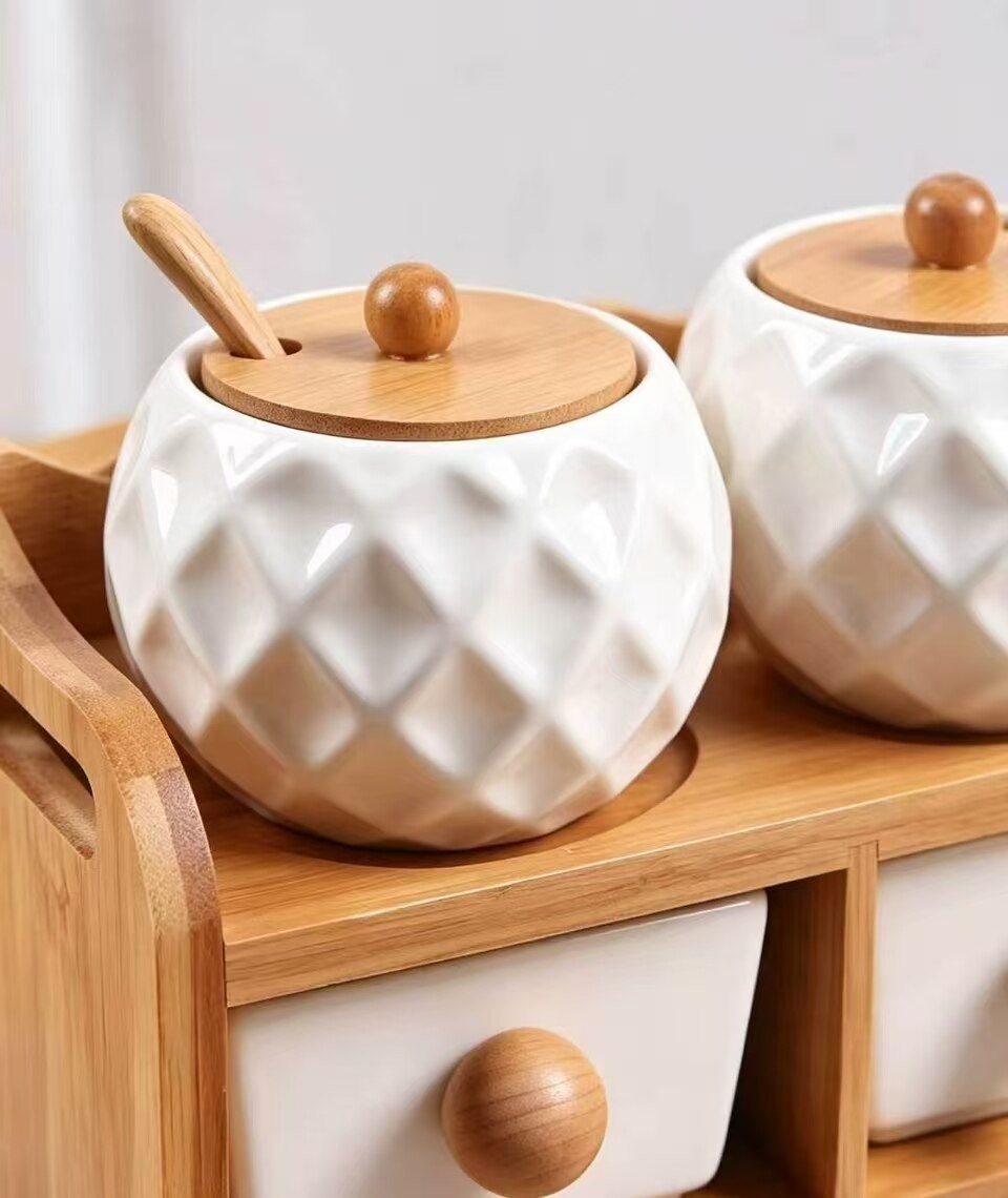 Two-Tier Drawer-Style Wooden Spice Jar 5
