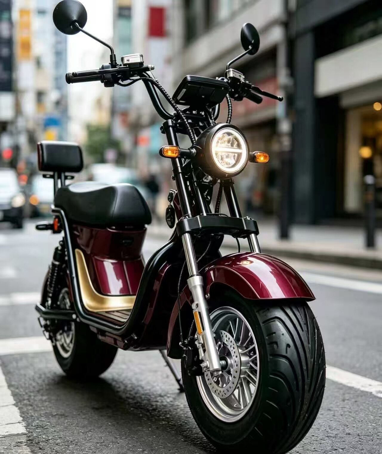 Cherry Red Gold Wing Leisure Electric Motorcycle