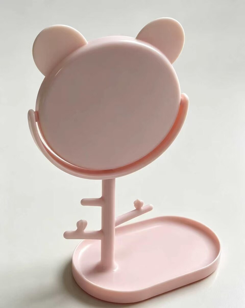 Cute Pink Bunny Ear Tray Mirror 5