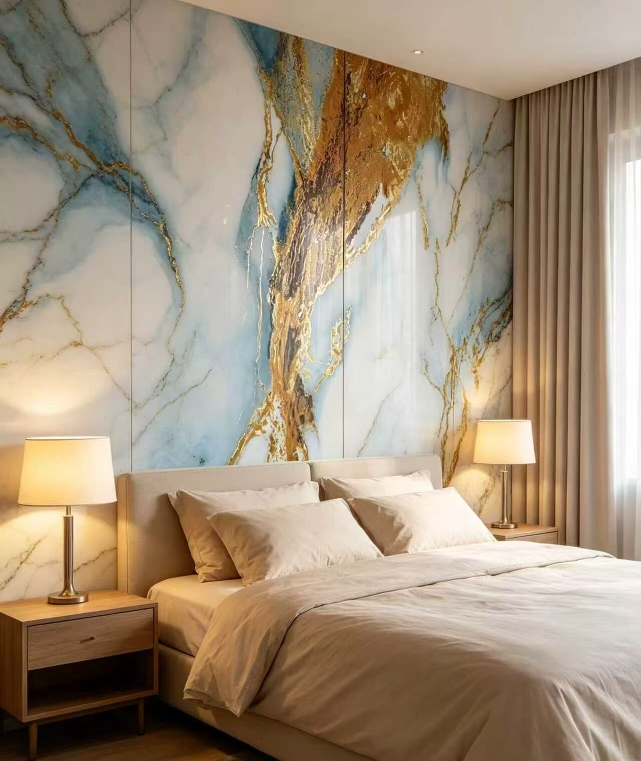 Water Blue Gilded Jade Wall Sticker 2