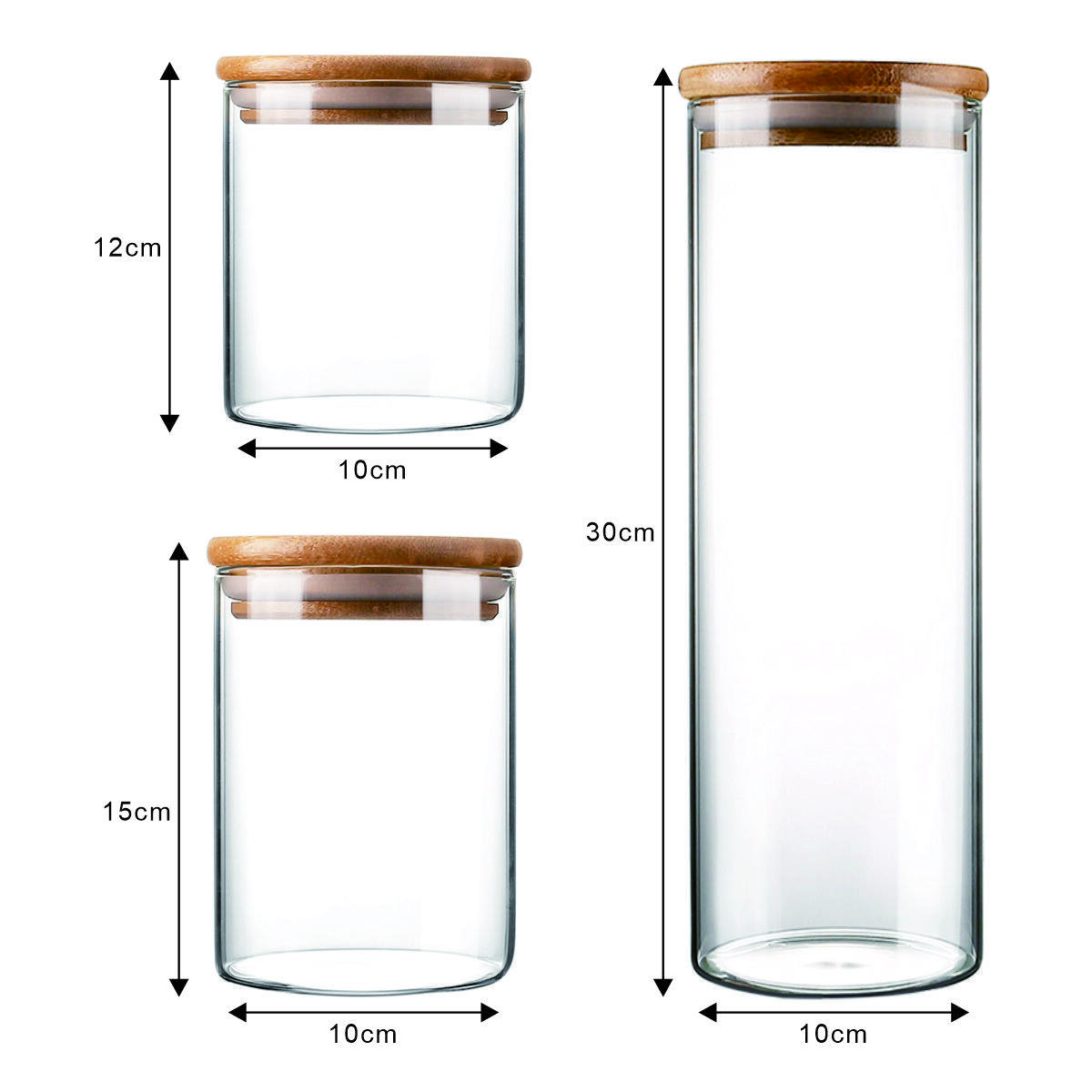 8-Piece Glass Jar Set with Ample Wood Lids 5