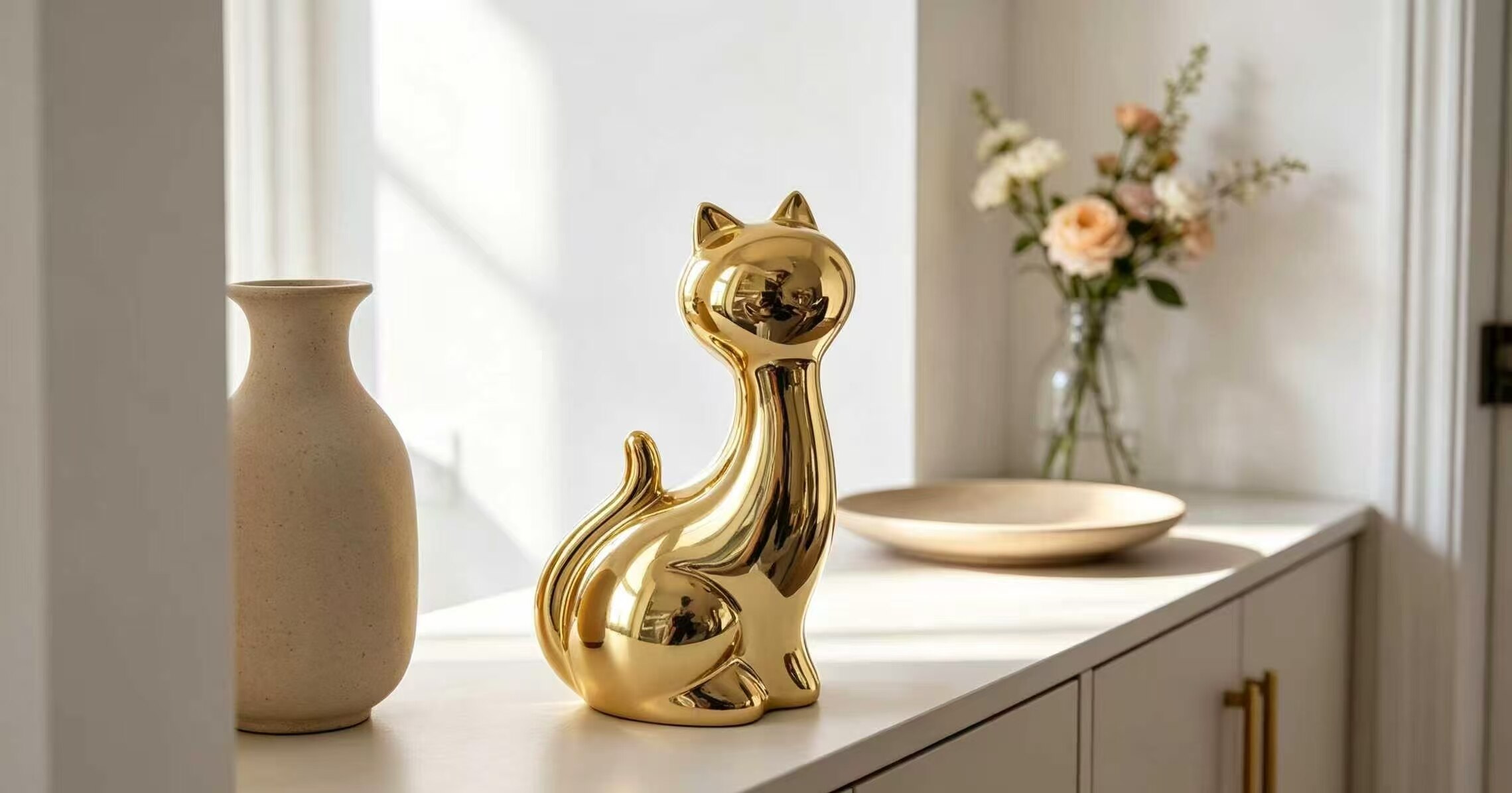 Golden Cat Shadow Art Ornament 4