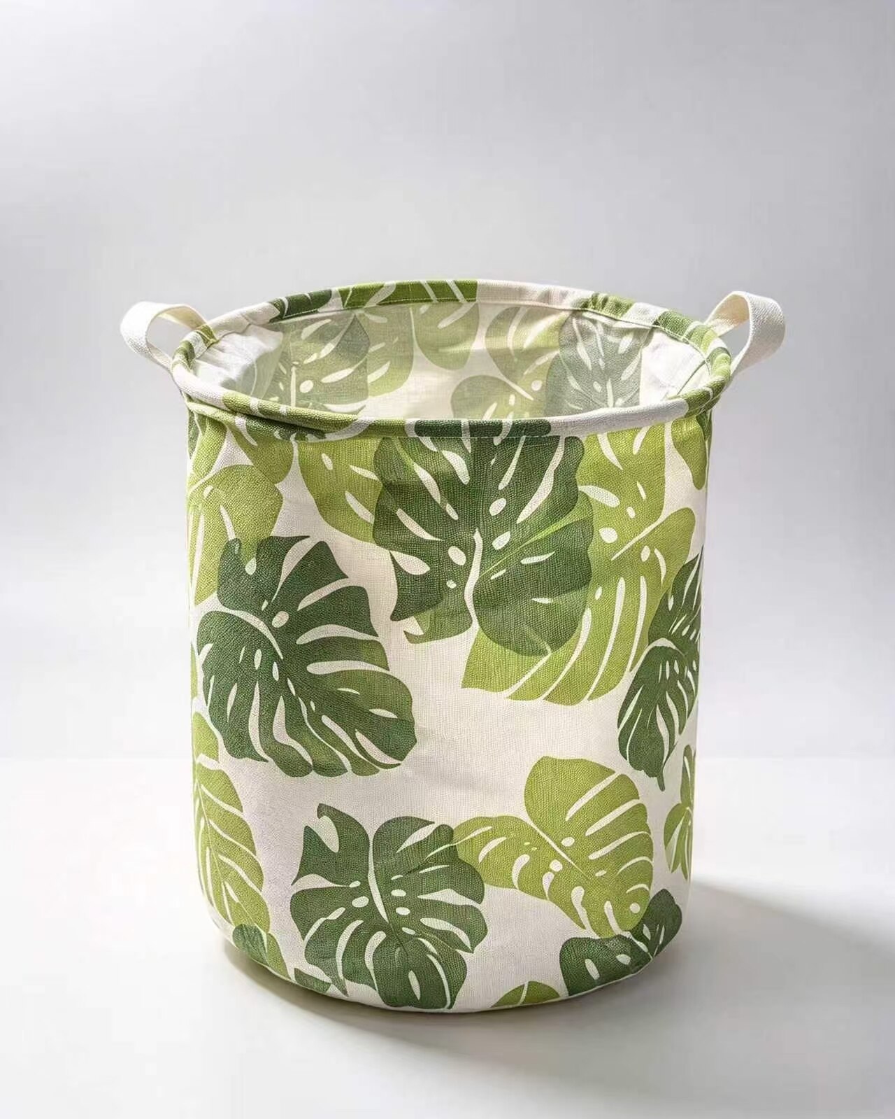 Green Monstera Double-Ear Storage Basket