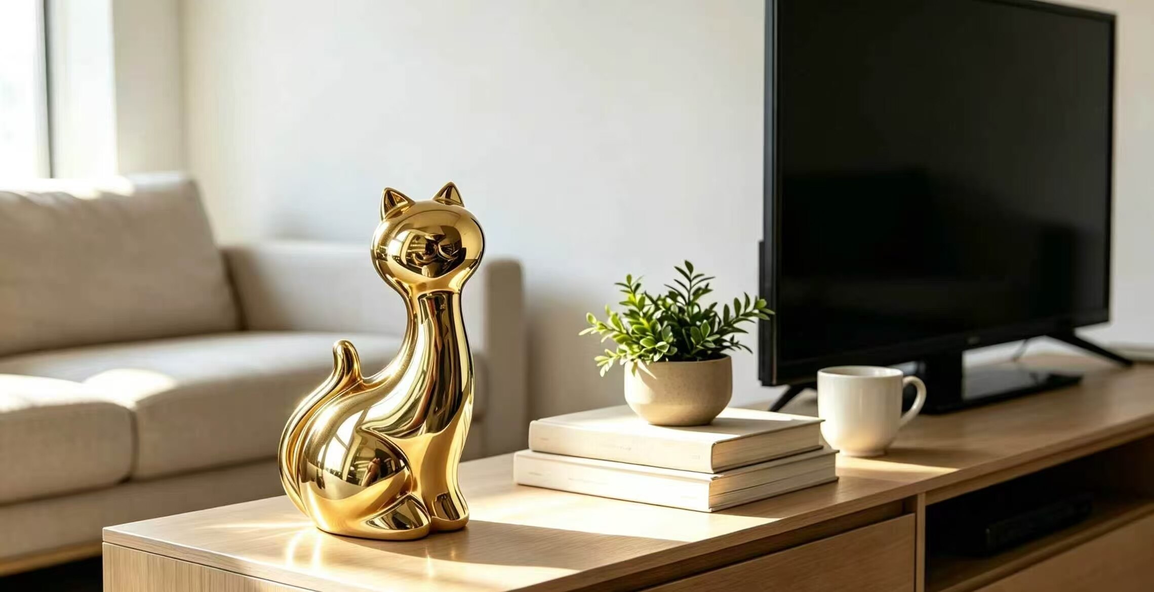 Golden Cat Shadow Art Ornament 3