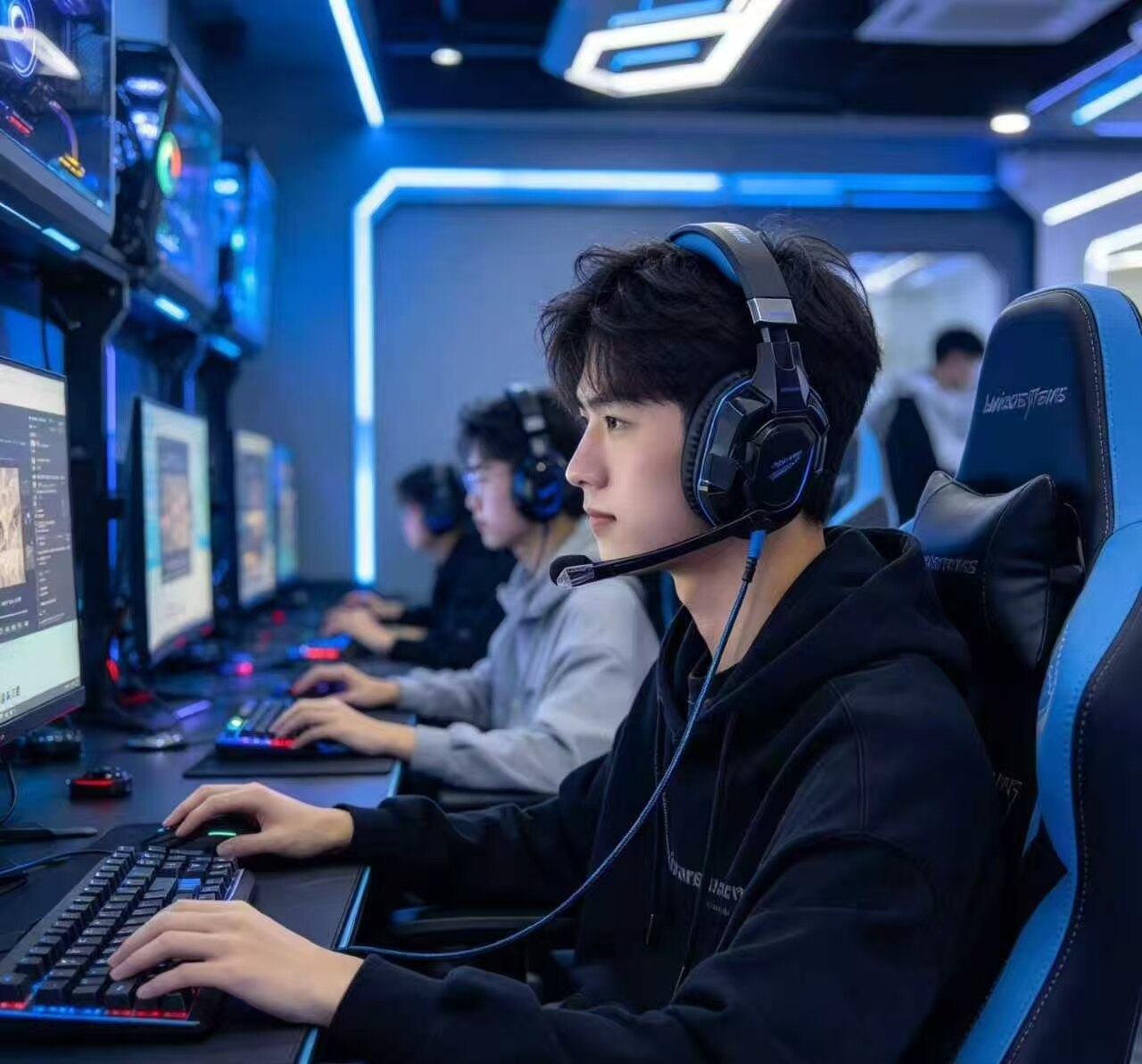 Black Armor Blue Blade Gaming Headset 4