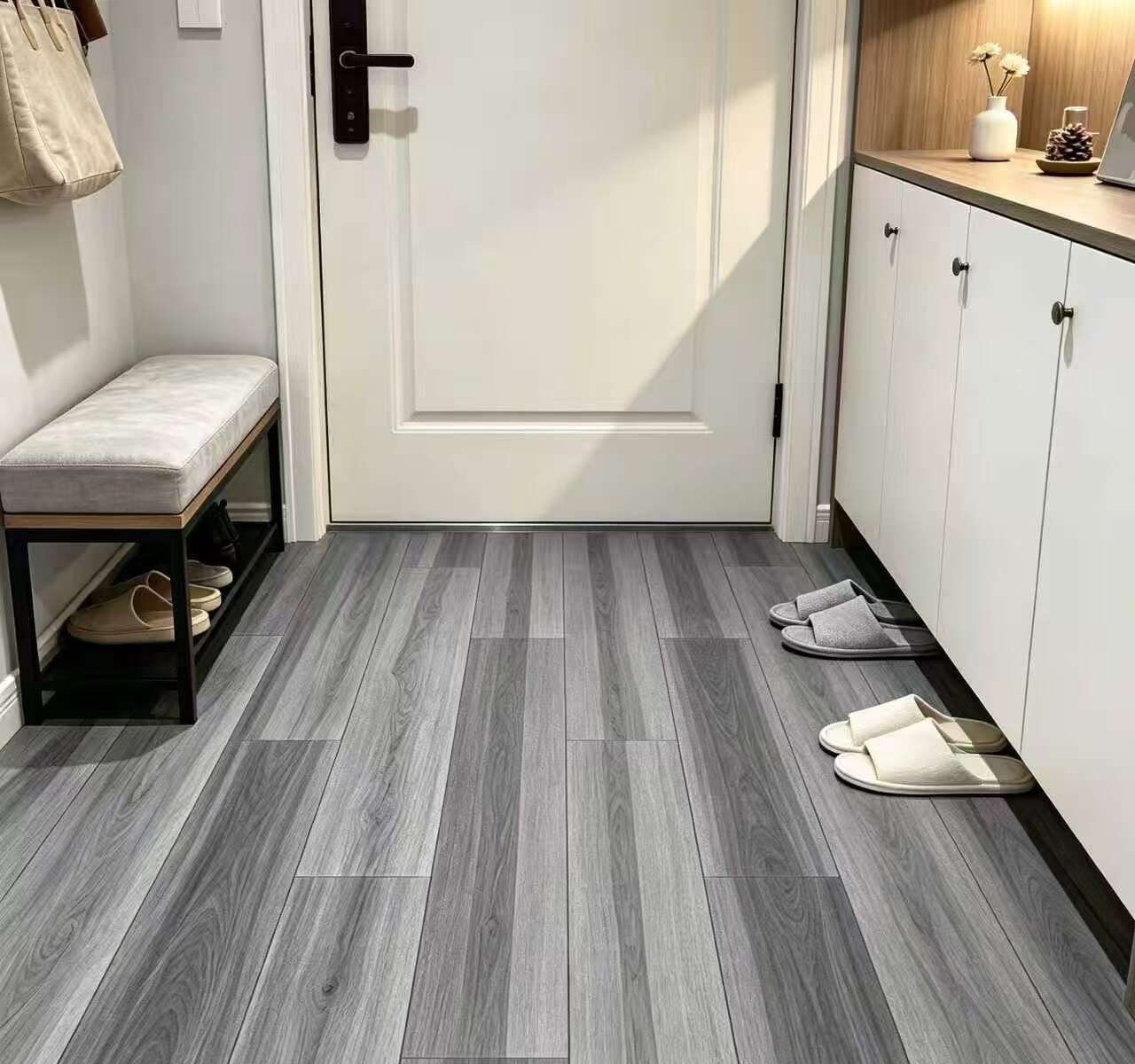 Gray-Tone Wood-Grain Flooring Stickers 2