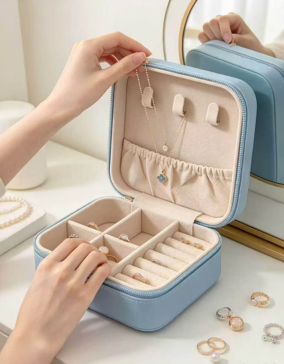 Sea Salt Blue Qiao Na Travel Jewelry Case 4