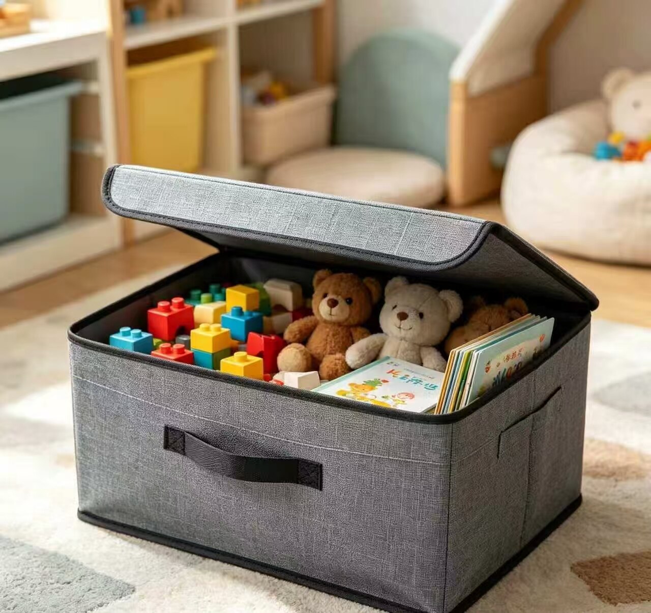 Heather Grey Dustproof Flip-Top Storage Box 4