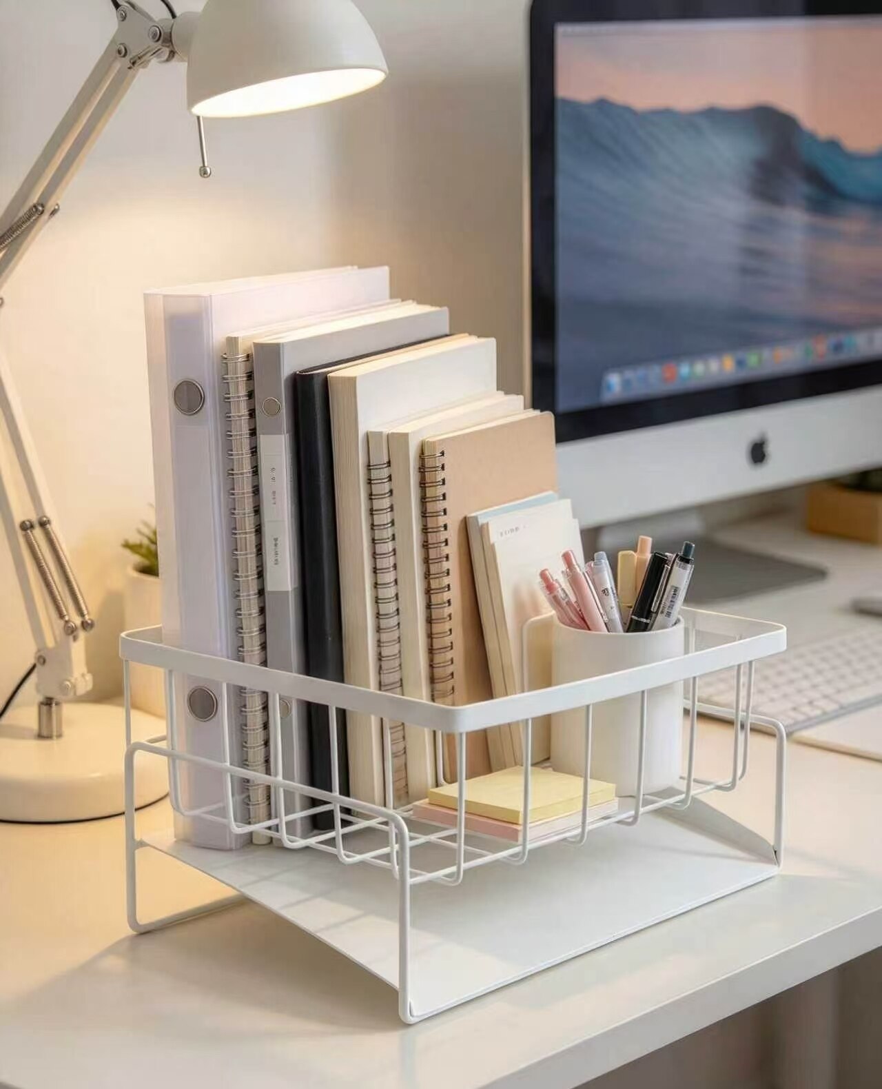 White Line Grid Storage Basket 2