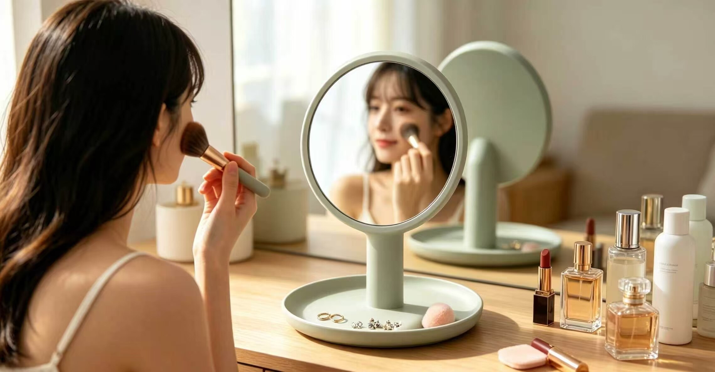 Plain White Round Column Mirror 2