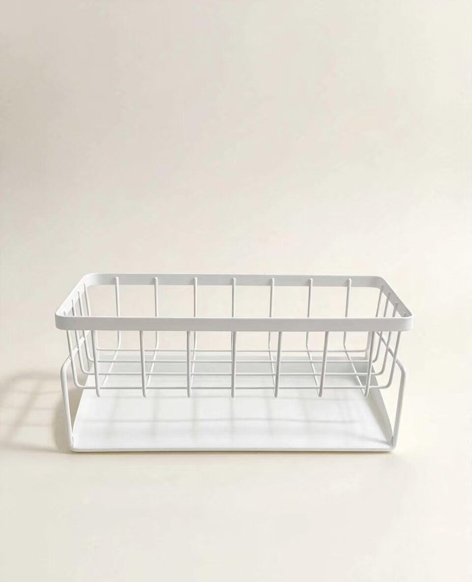 White Line Grid Storage Basket