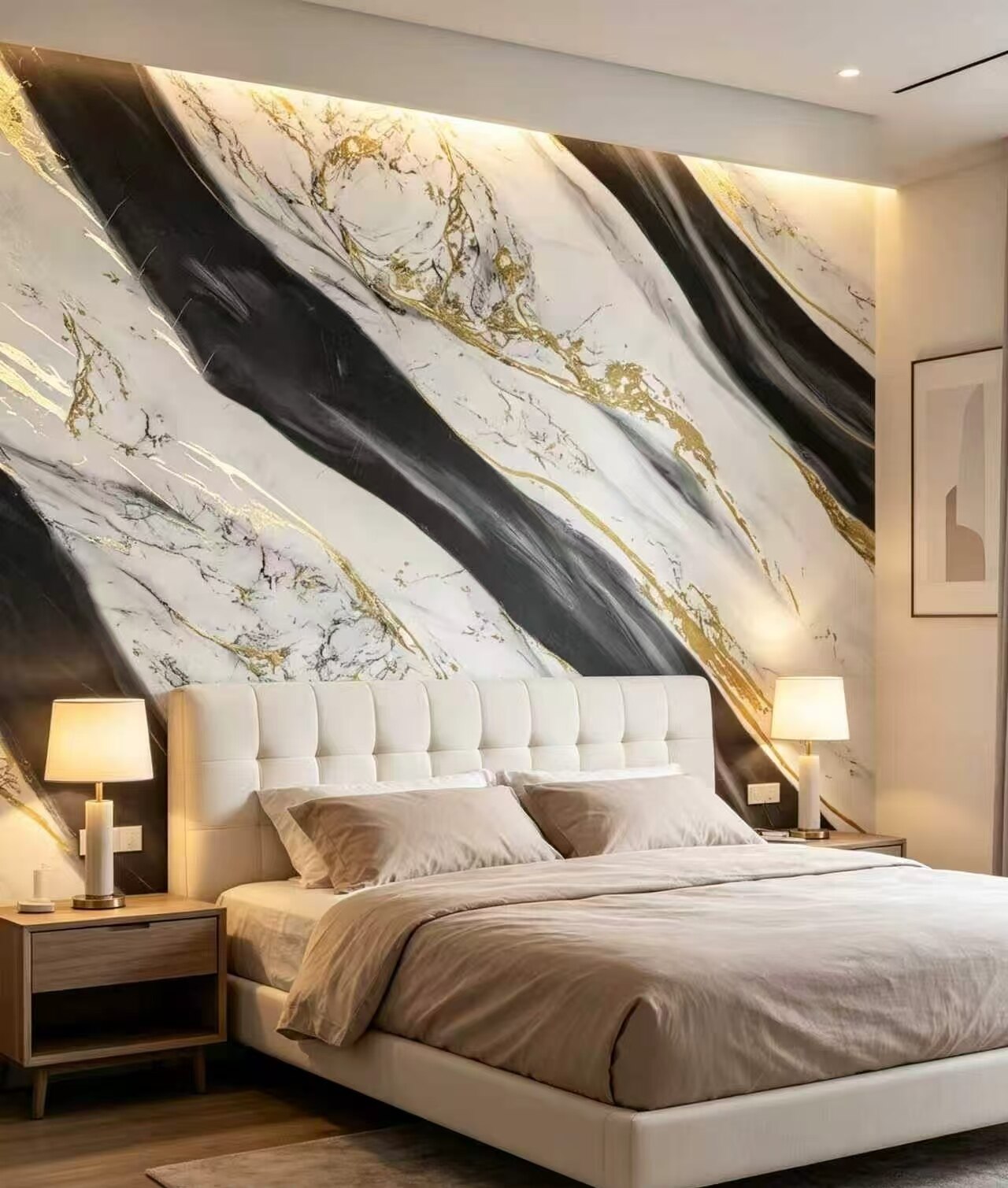 Black, White, and Gold Fluid Art Wall Decal 3