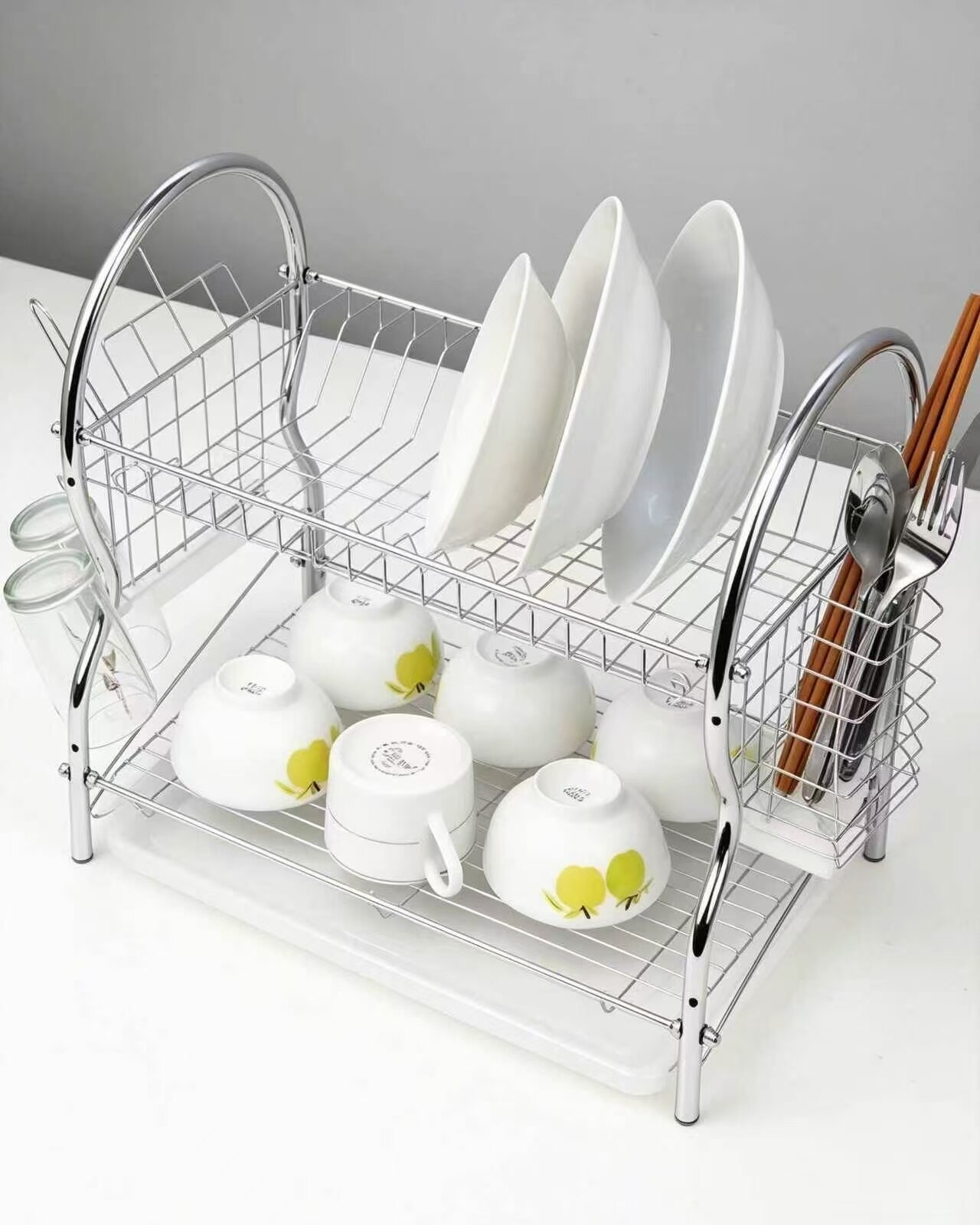 Double-Tier Metal Drain Rack