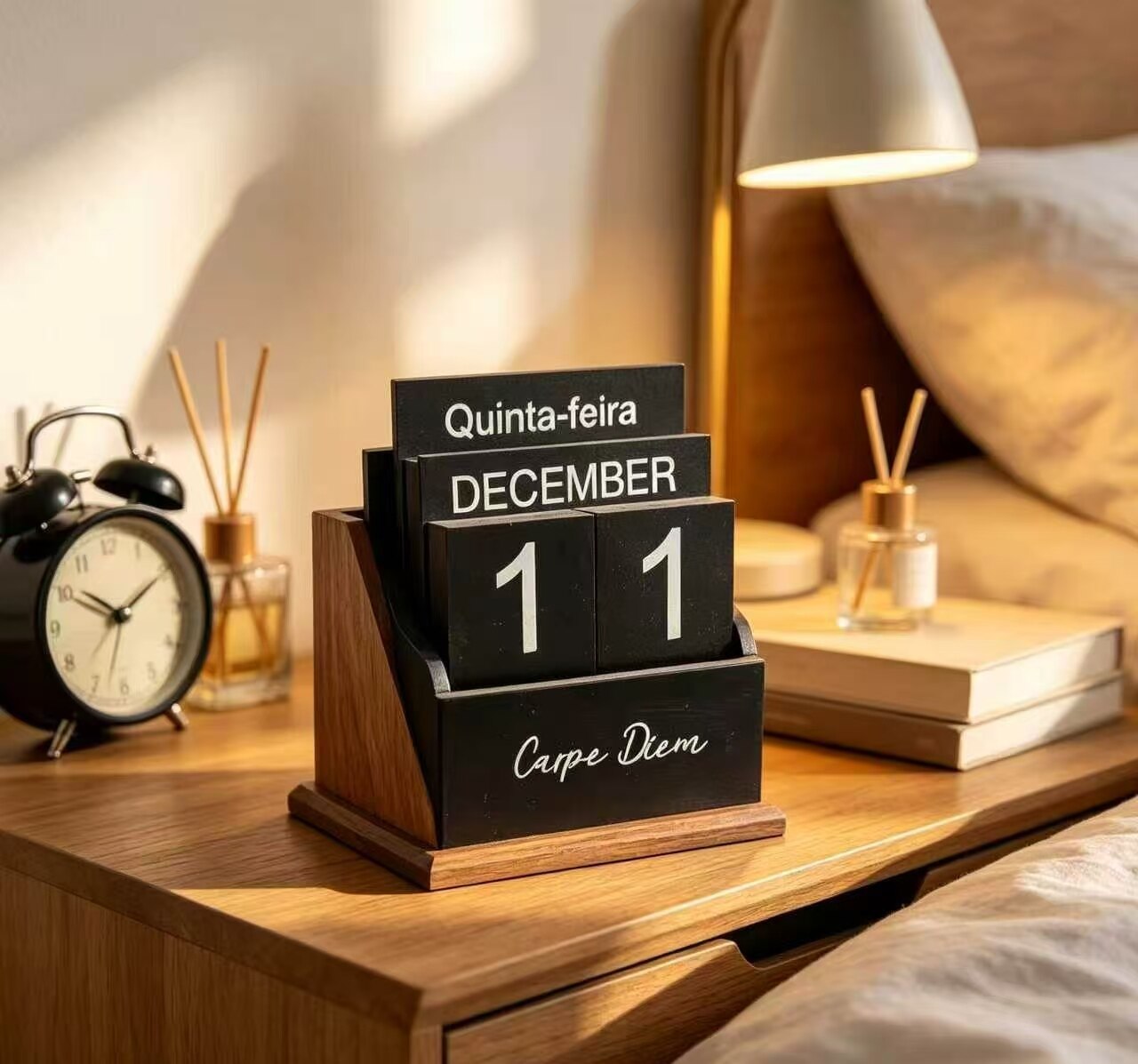 Carpe Diem Black Wood Block Calendar 2
