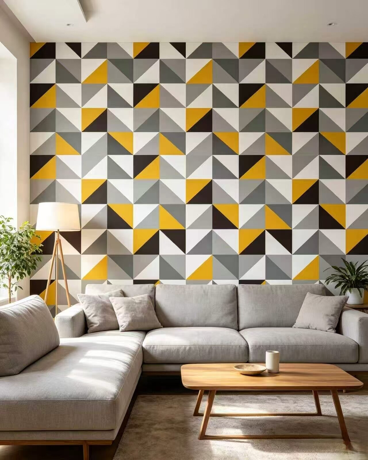 Modern Geometric Color-Block Wallpaper 3