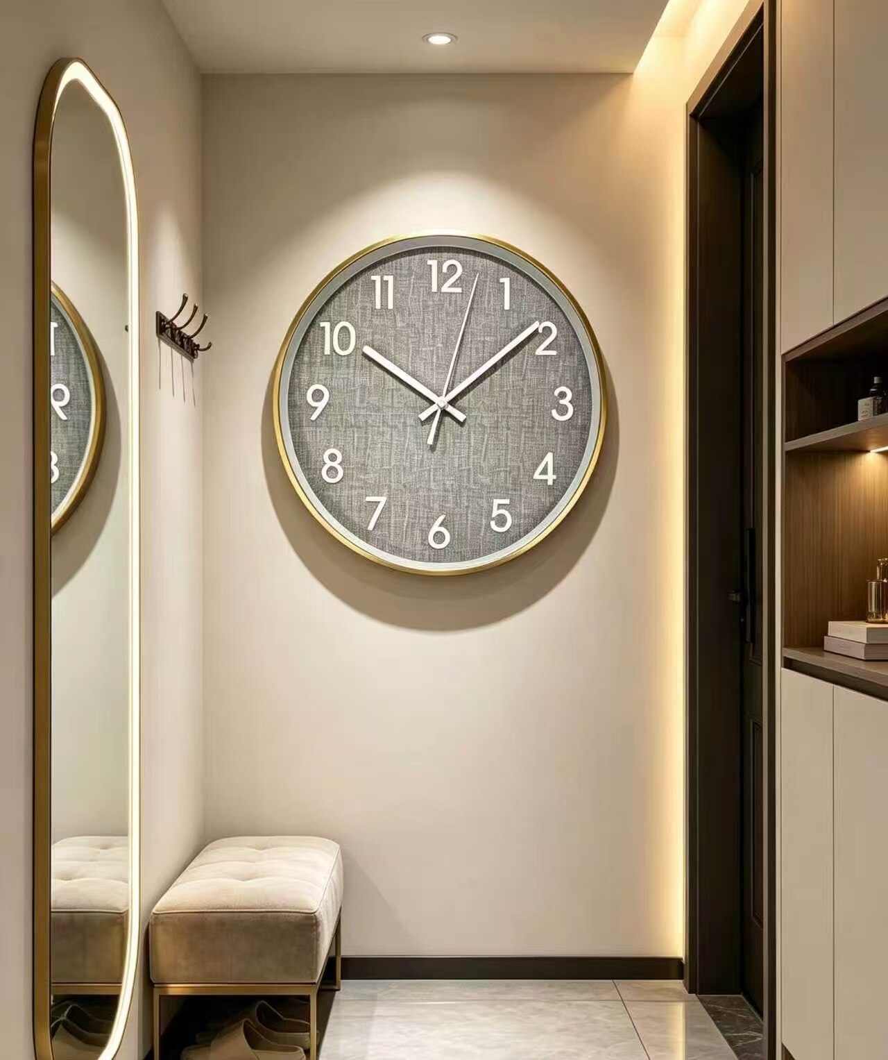 Premium Gray Gold-Frame Wall Clock 3