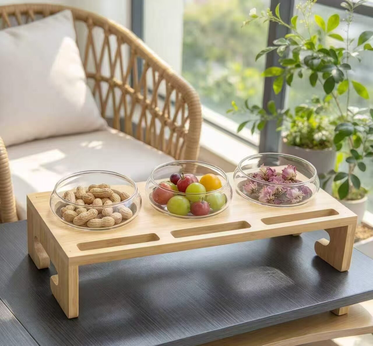 Yazhu Three-Bowl Glass Storage Tray 2