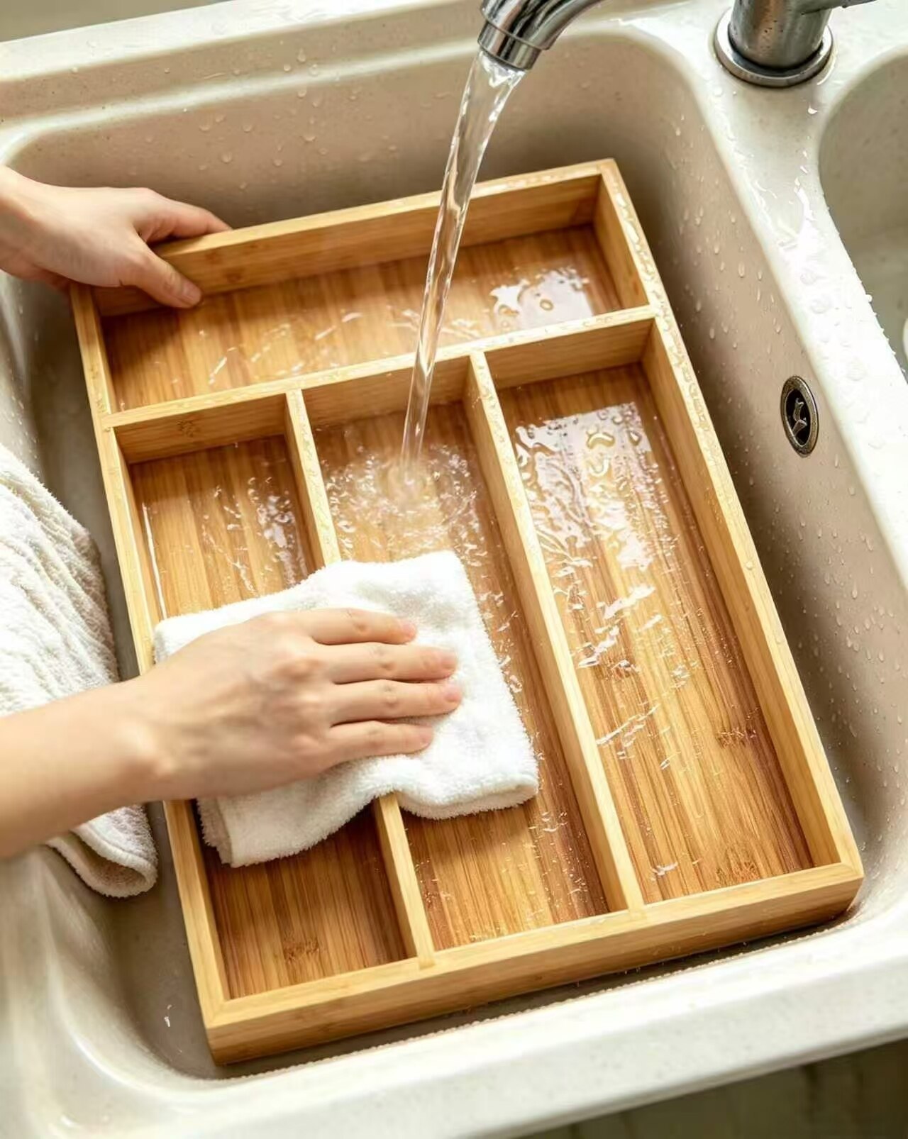 Bamboo-Style Cutlery Drawer Organizer 3