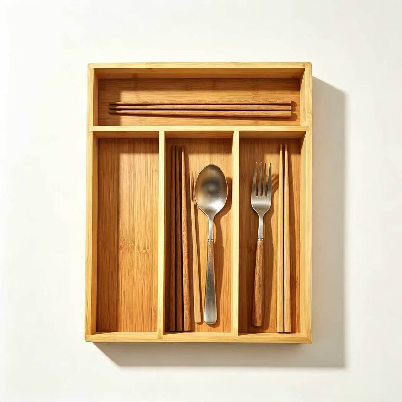 Bamboo-Style Cutlery Drawer Organizer