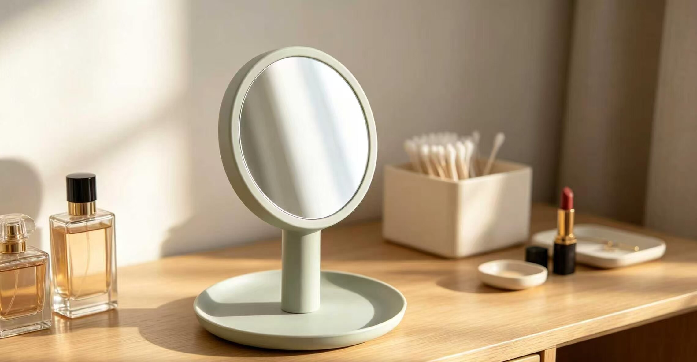 White Round Column Mirror 3