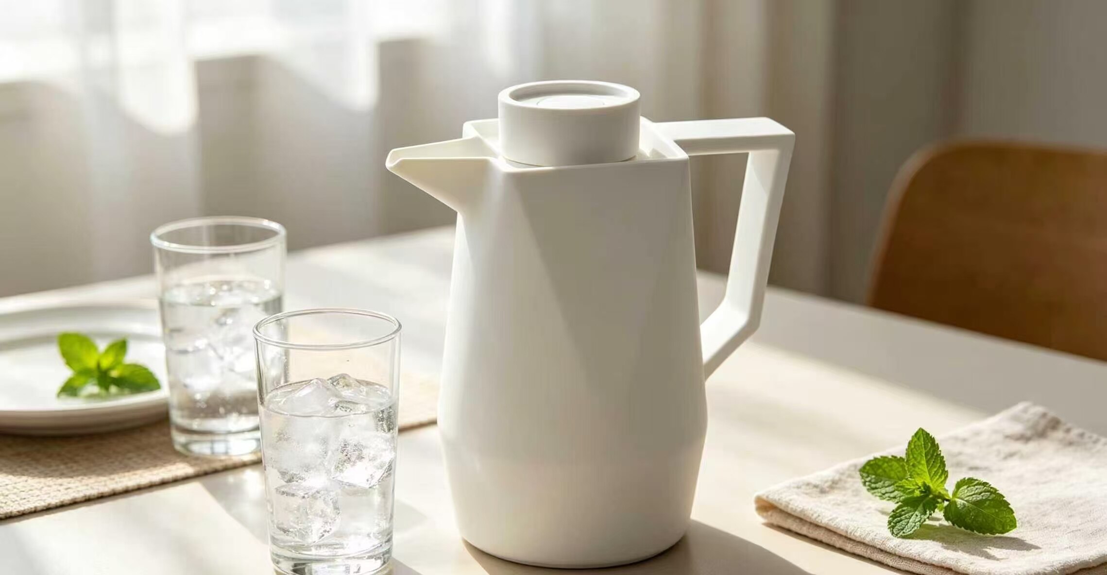 Minimalist White Geometric Press Bottle 3