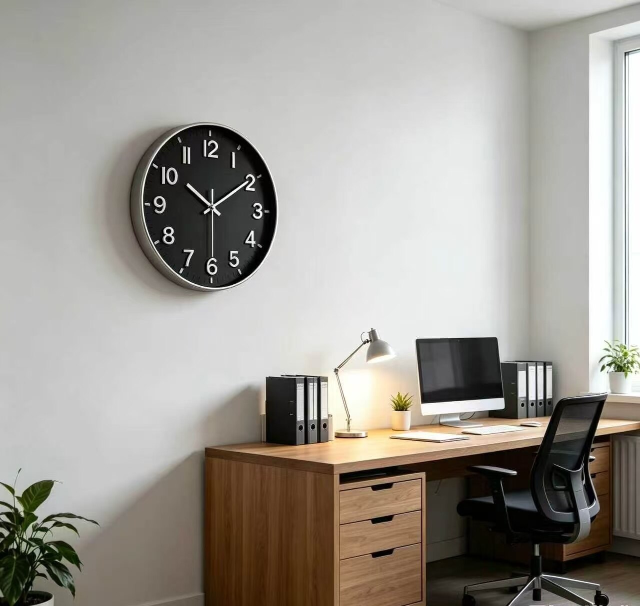 Classic Black and Silver Contrast Wall Clock 4