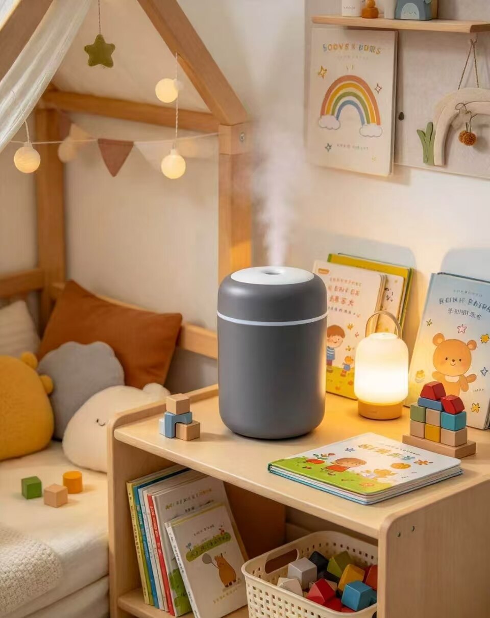 Slate Gray Minimalist Cylindrical Humidifier 4