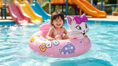 Pink Cat Double-Handle Swim Ring 3