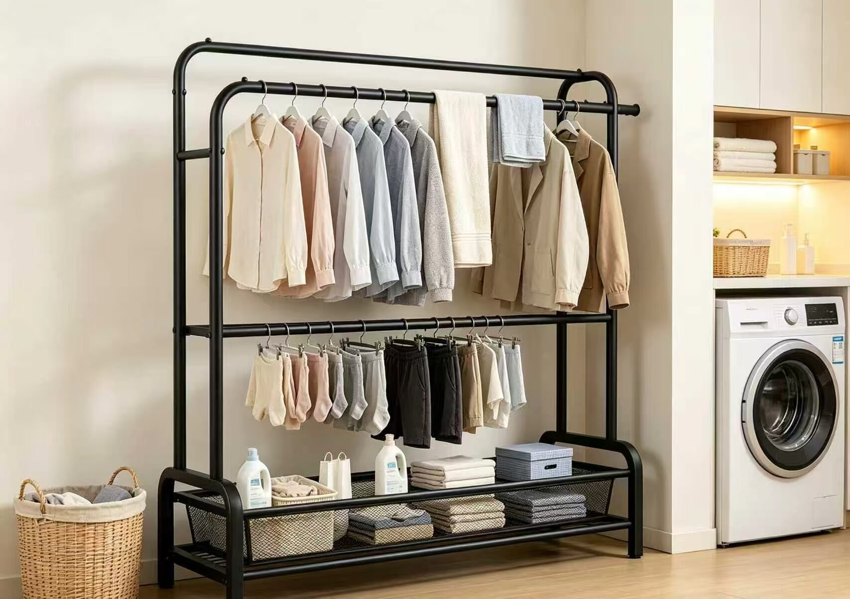 Industrial-style Double-Deck Storage Hanger 2