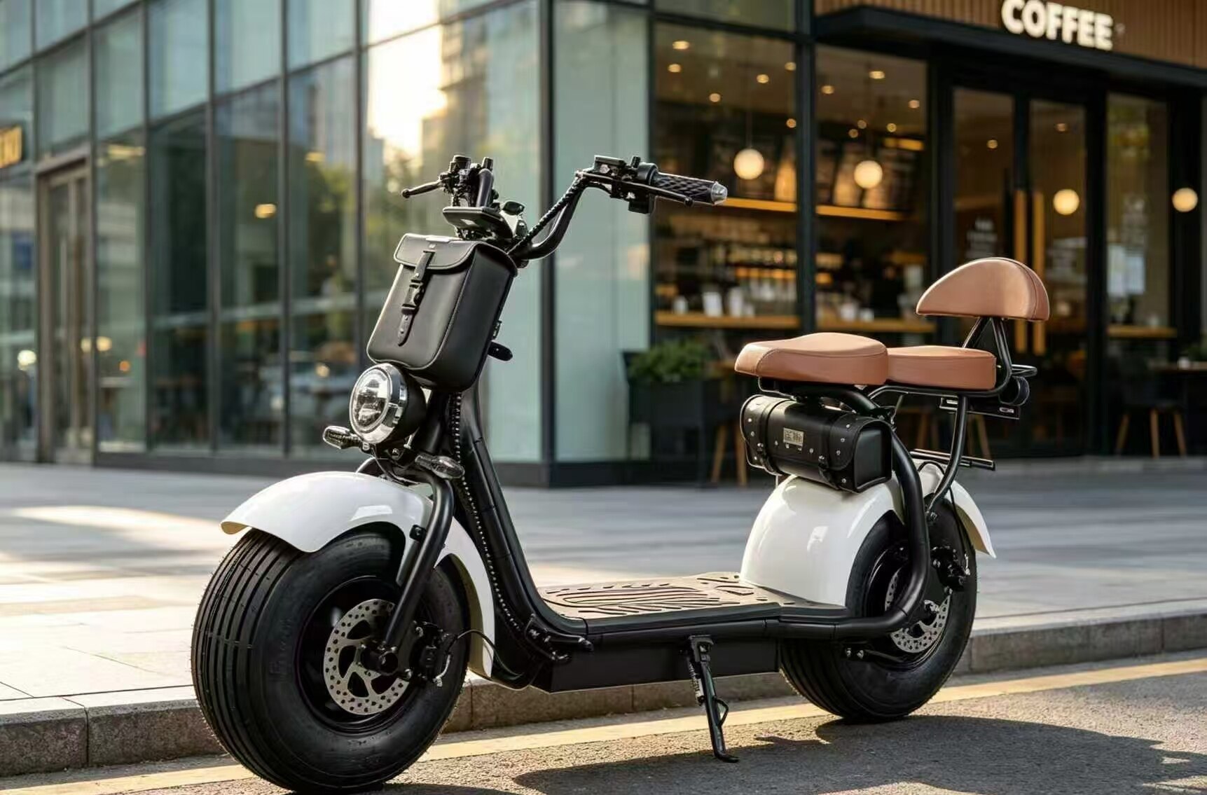 White and Brown Dual-Seat Electric Leisure Vehicle