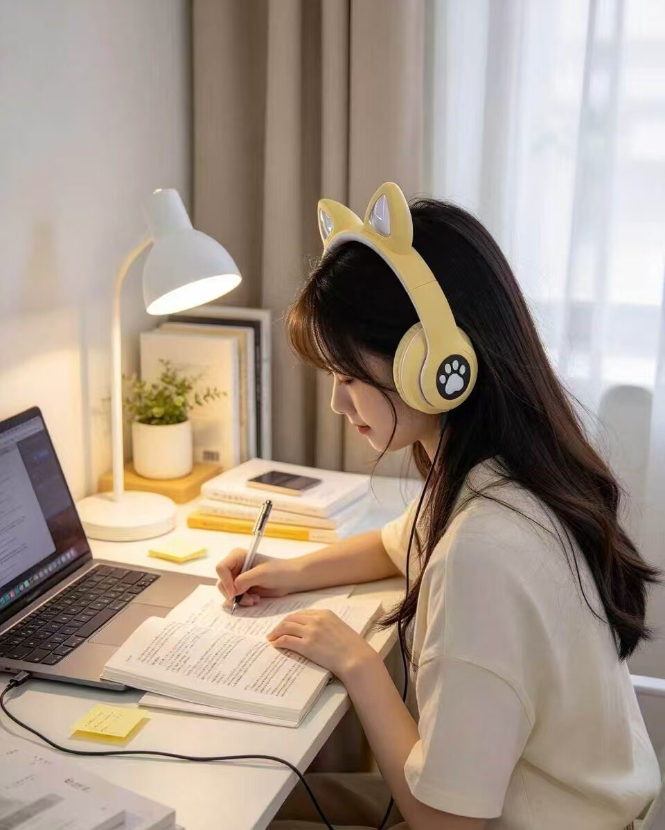 Energetic Custard Cat Ear Headphones 5