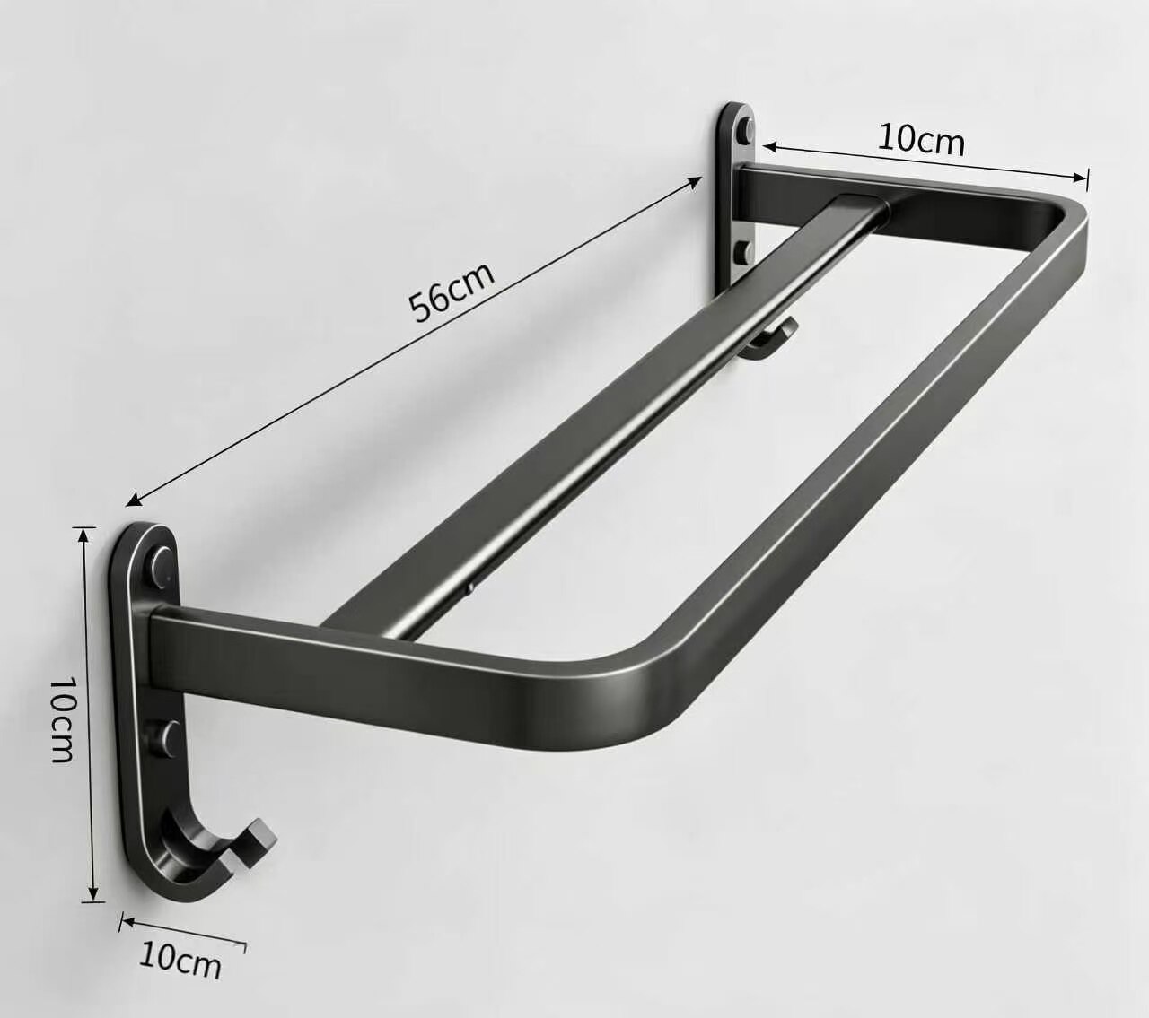 Obsidian Flat Tube Dual-Rod Wall Mount 5