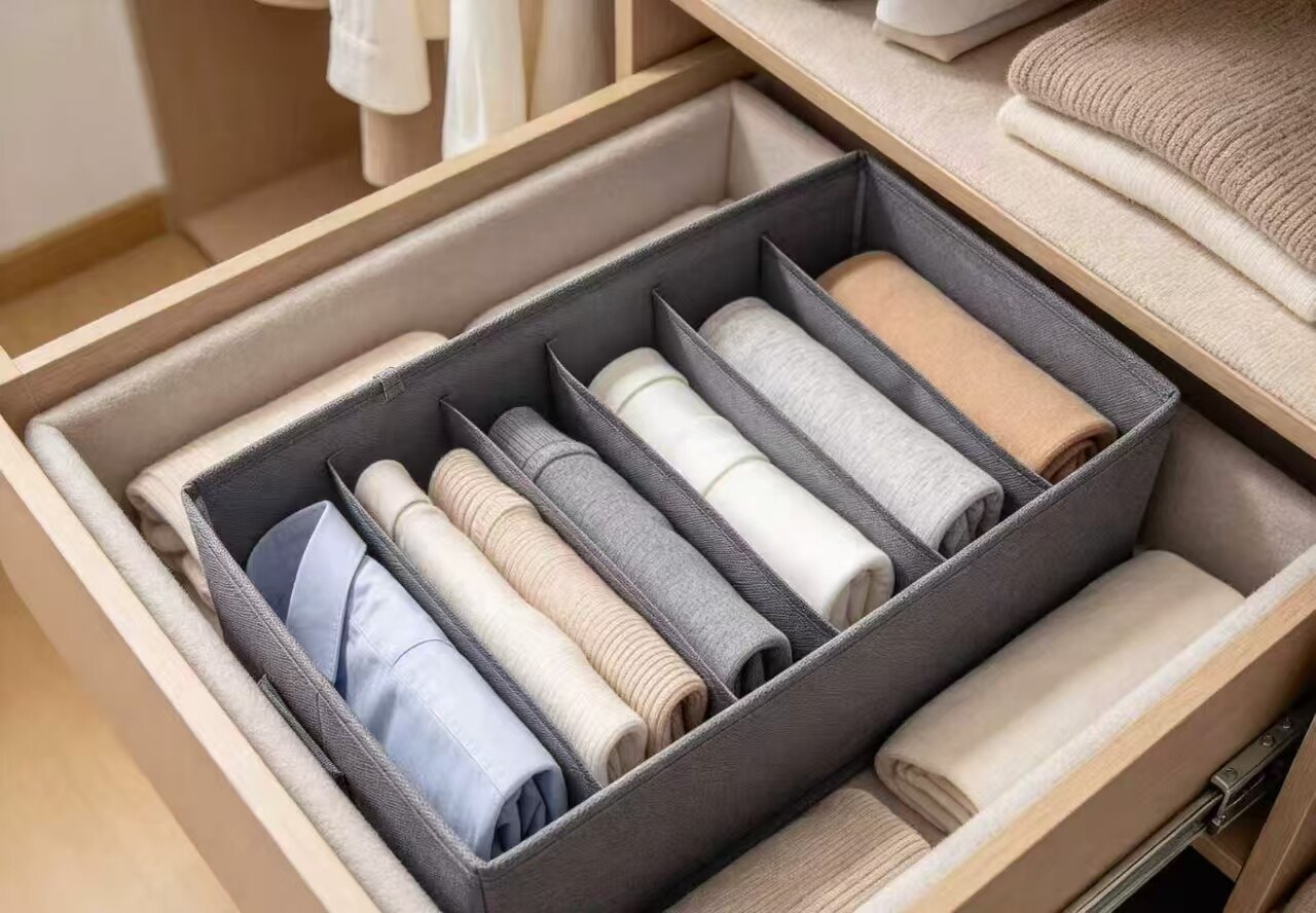 Graphite Gray Multi-Compartment Fabric Storage Box 2