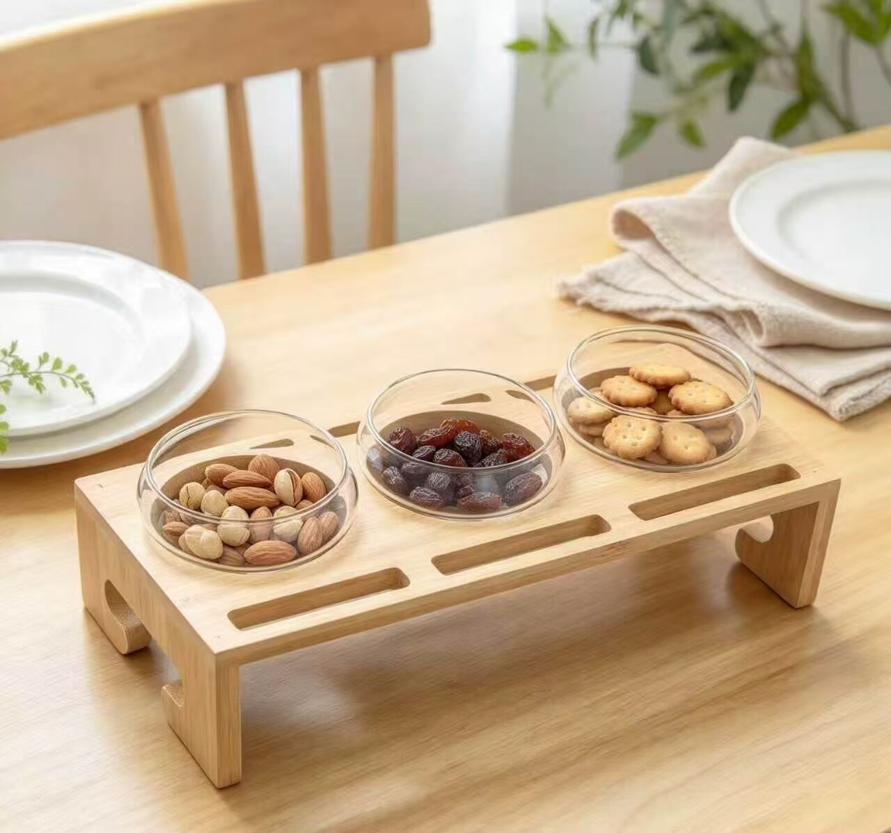 Yazhu Three-Bowl Glass Storage Tray 3