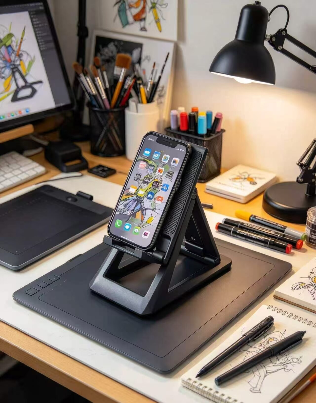 Matte Black Non-Slip Foldable Phone Stand 4