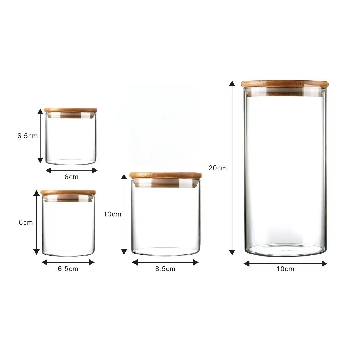 4-Piece Bamboo Lid High-Transparency Glass Storage Jar Set 5
