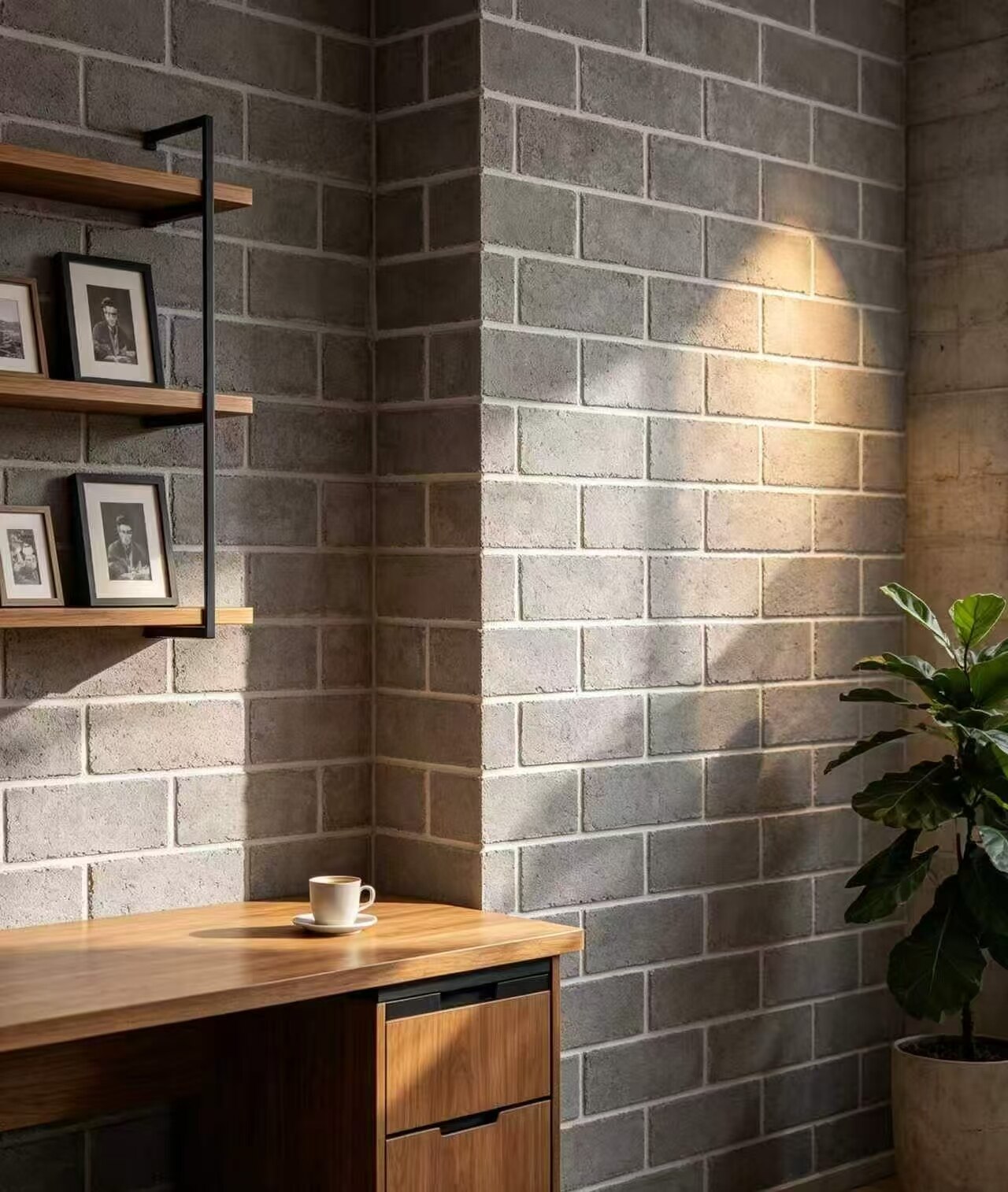 3D Gray Brick Pattern Wallpaper 3