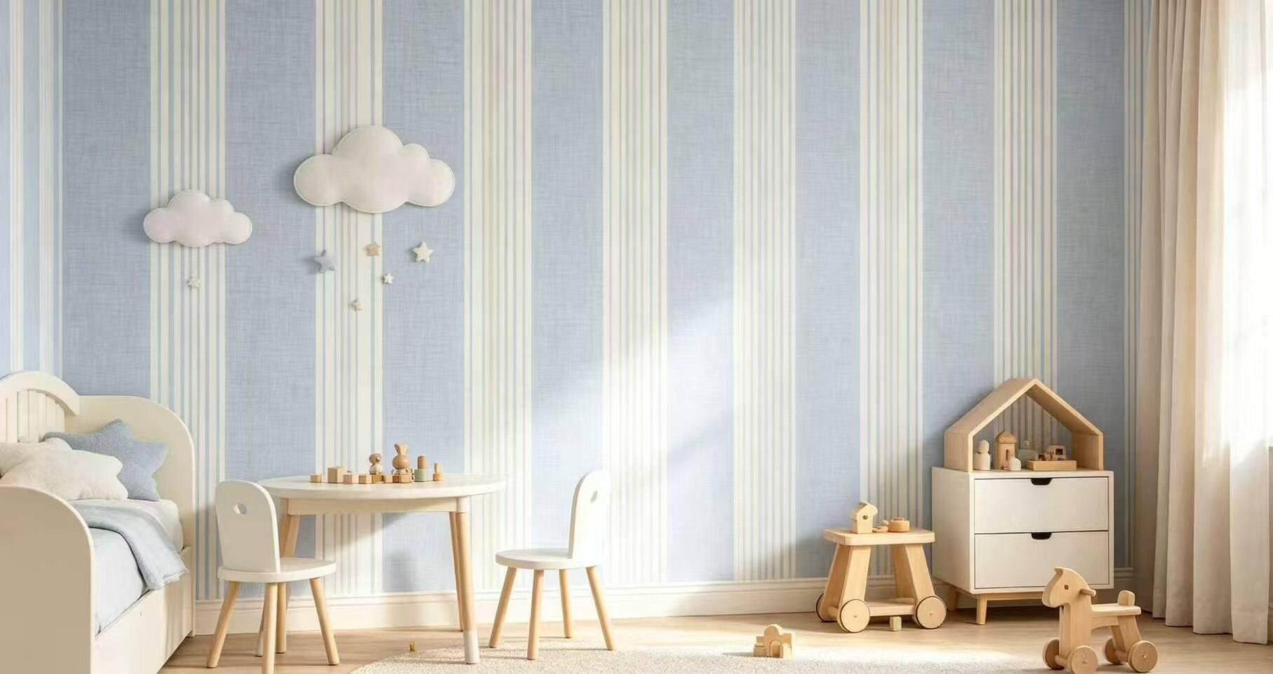 Fresh and versatile vertical striped wallpaper 4