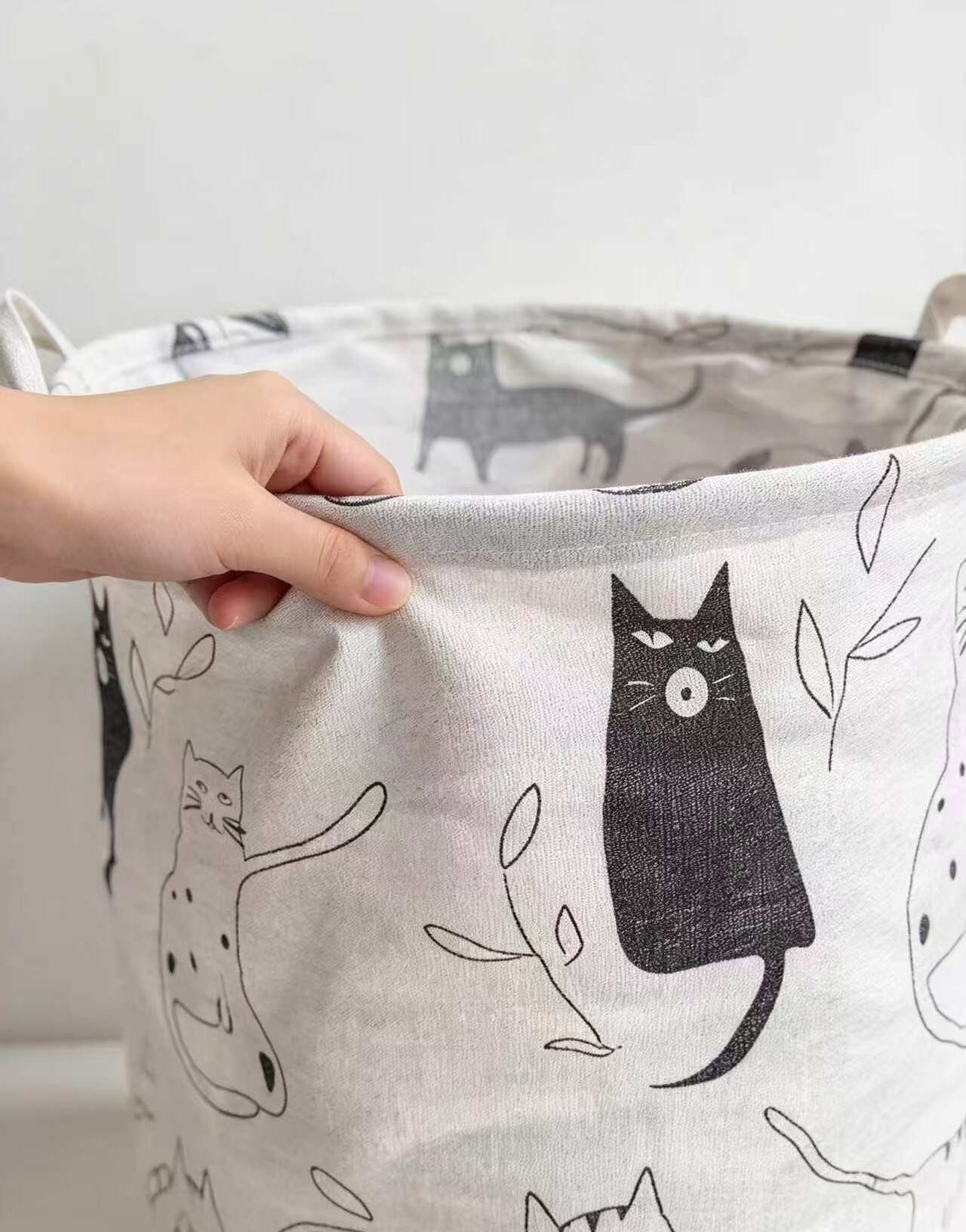 Black & White Cat Cotton-Linen Storage Bin 5