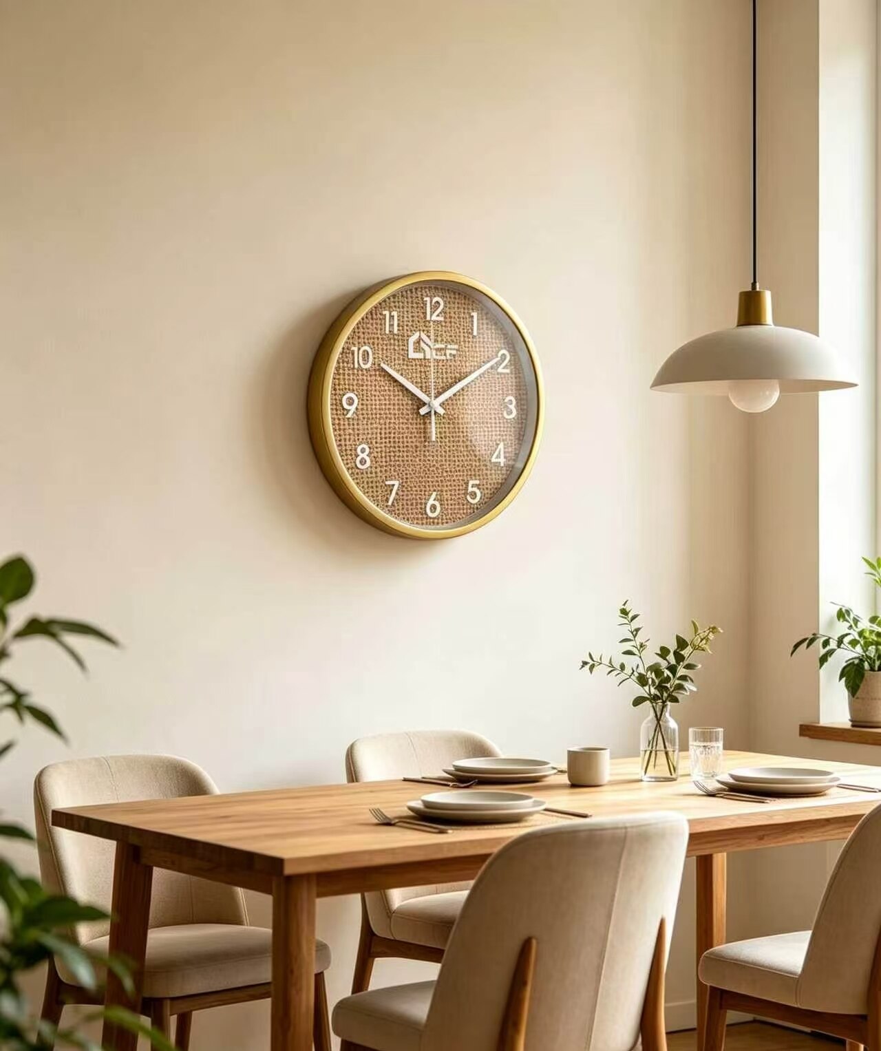 Warm-Toned Vintage Linen Wall Clock 2