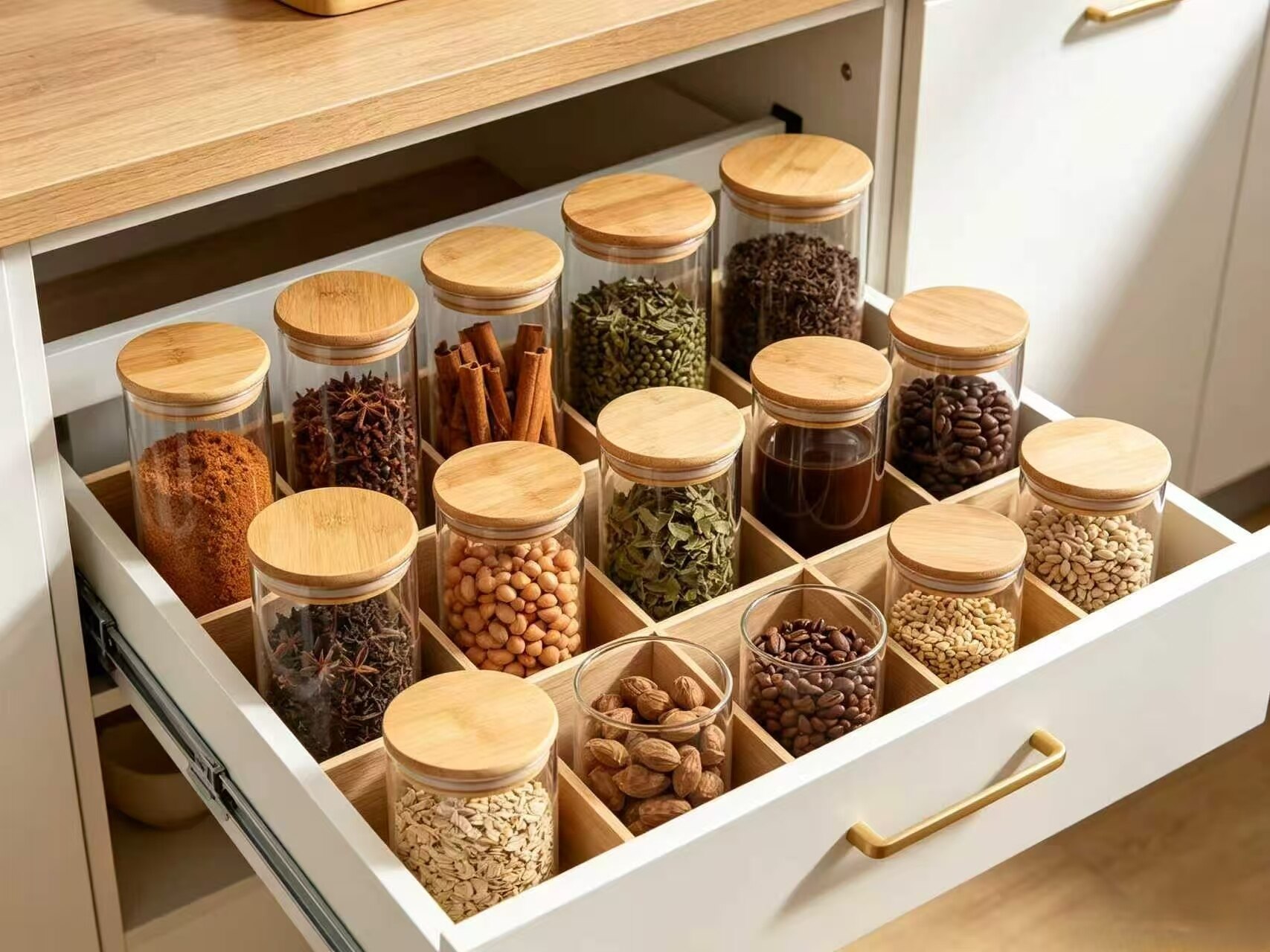 All-in-One Multi-Use Wooden Lid Glass Jar Set of 13 - 3