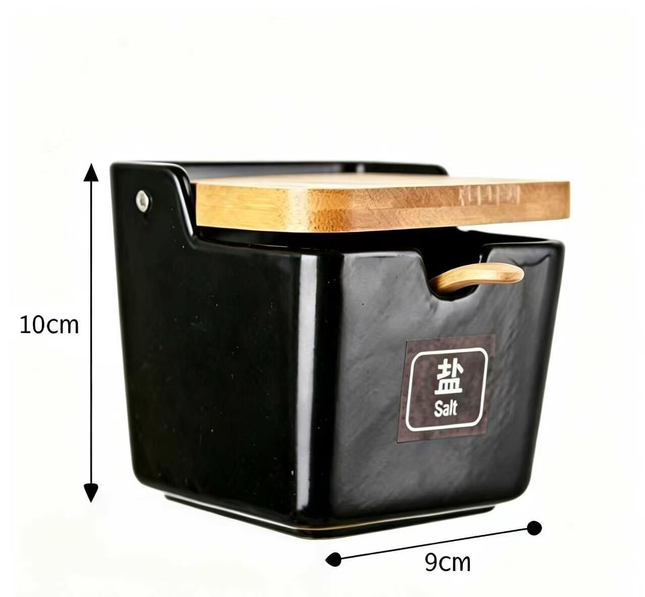Slate-glazed square ceramic salt cellar 5