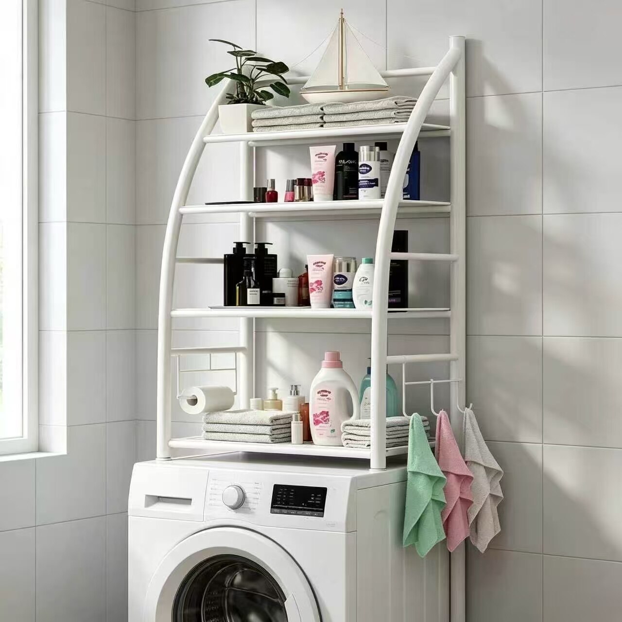 Drill-Free Sailboat-Style Washing Machine Rack 2