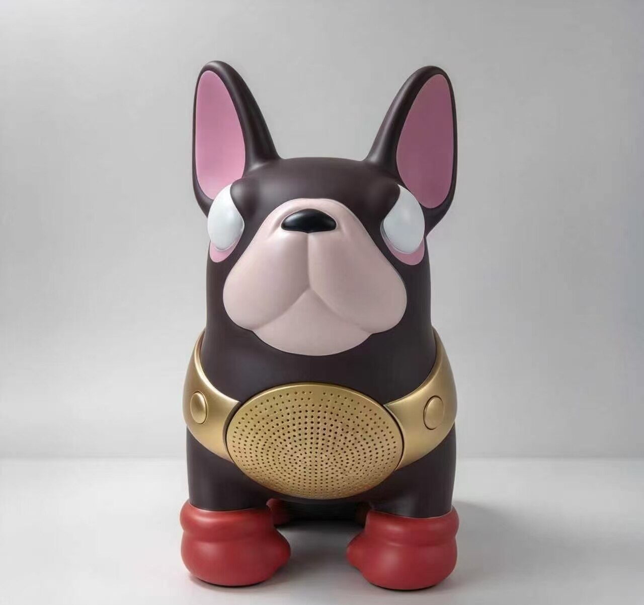 Golden Armor Red Boot French Bulldog Speaker